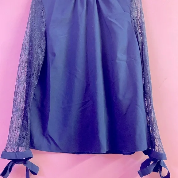 Dorothy Perkin Navy Blue top with net sleeves in size UK 14 - Picture 5 of 7